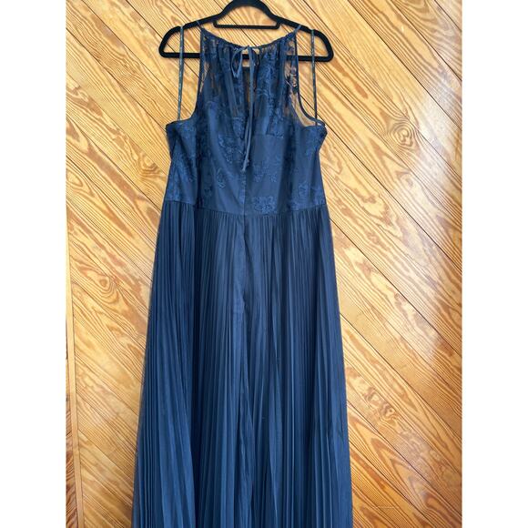 City Chic Angelic Navy Blue Lace Chiffon Maxi Dress Sz 20 - Picture 3 of 6